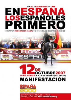 España 2000 se manifiesta el 12 de octubre en Valencia.